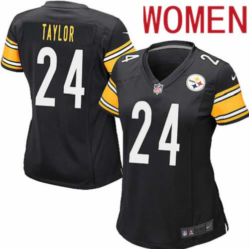 Women Pittsburgh Steelers 24 Ike Taylor Nike Black Game Player NFL Jersey